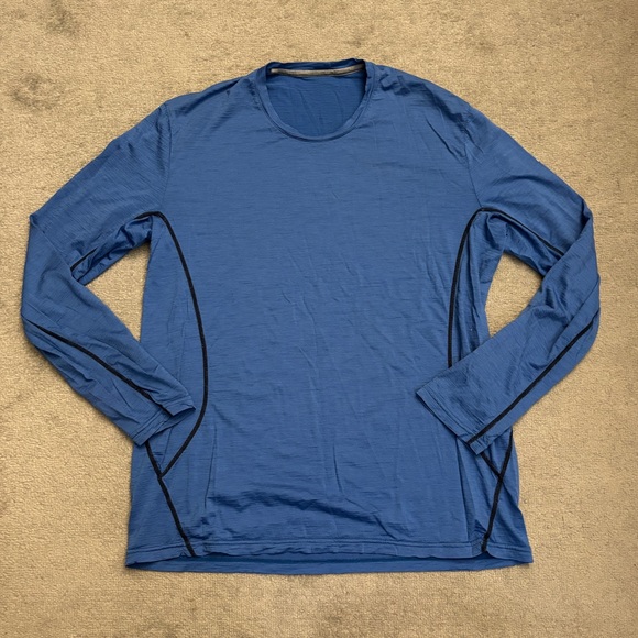 Icebreaker Merino 200 Oasis Long Sleeve Crewe Thermal Top 100% Merino Blue Men’s - Picture 3 of 7